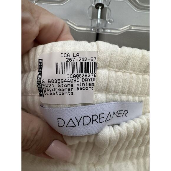 Daydreamer Records Ivory Slouchy Cotton Boyfriend Jogger Sweatpants Womens Small - Picture 5 of 11